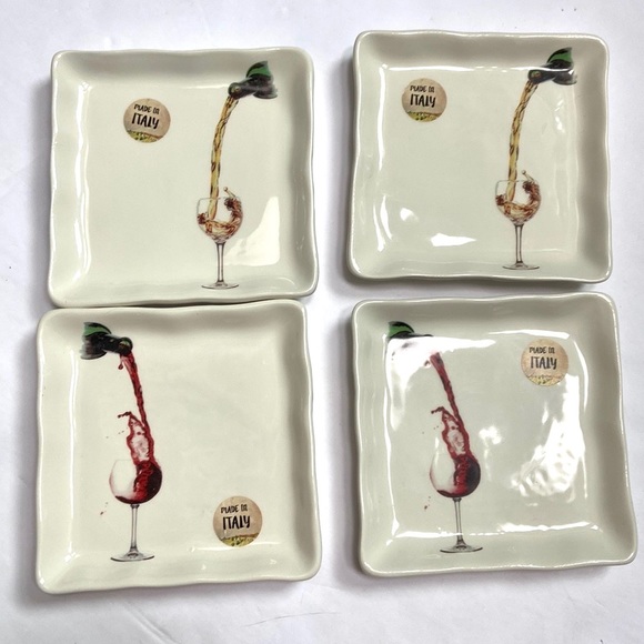 NWT Ceramica Cuore Wine Design Small Plates - Picture 2 of 12